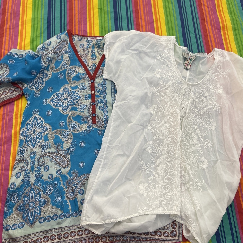 Johnny Was 100% Silk Tunic Women's Size M Plus Liner Cotton H60